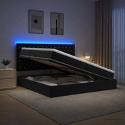 Letto con contenitore LED e materasso Nero 200 x 200 cm Velluto 3460094