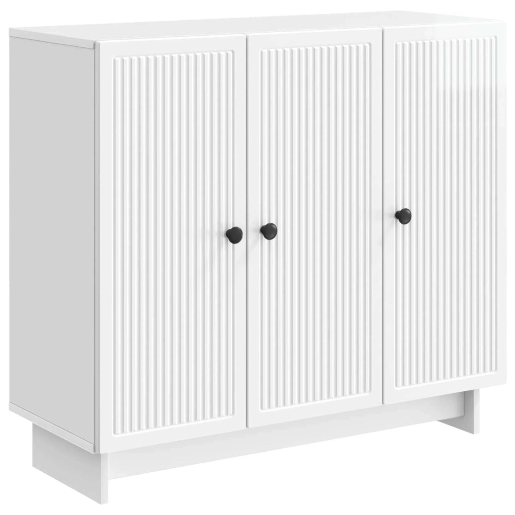 Credenza | Madia | Buffet da pranzo | Armadio da pranzo Bianco Lucido 89 x 34,5 x 80 cm Legno ingegnerizzato