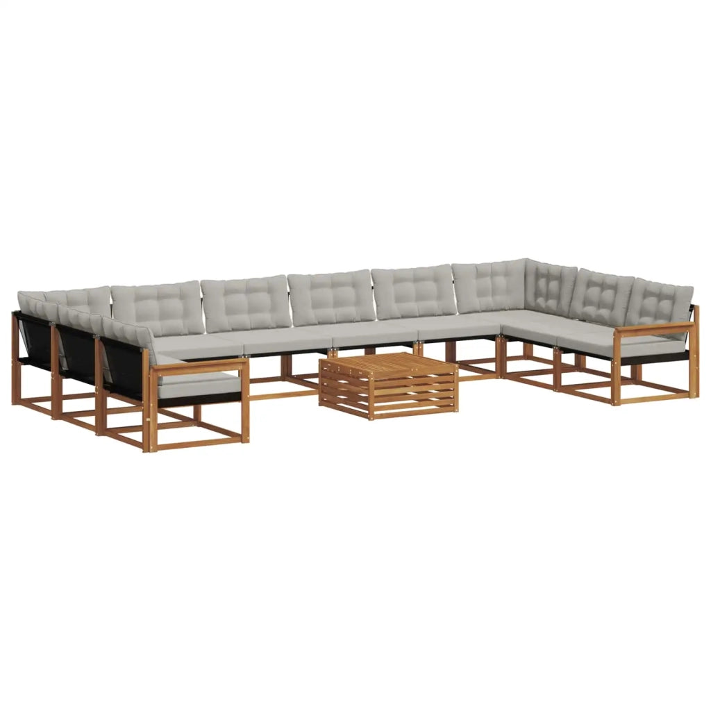 Set di divani da esterno 11 pcs Grigio Naturale e Chiaro 3369906