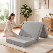 Materasso pieghevole 90 x 200 cm, 15 cm, con rivestimento sfoderabile e fondo antiscivolo, grigio chiaro