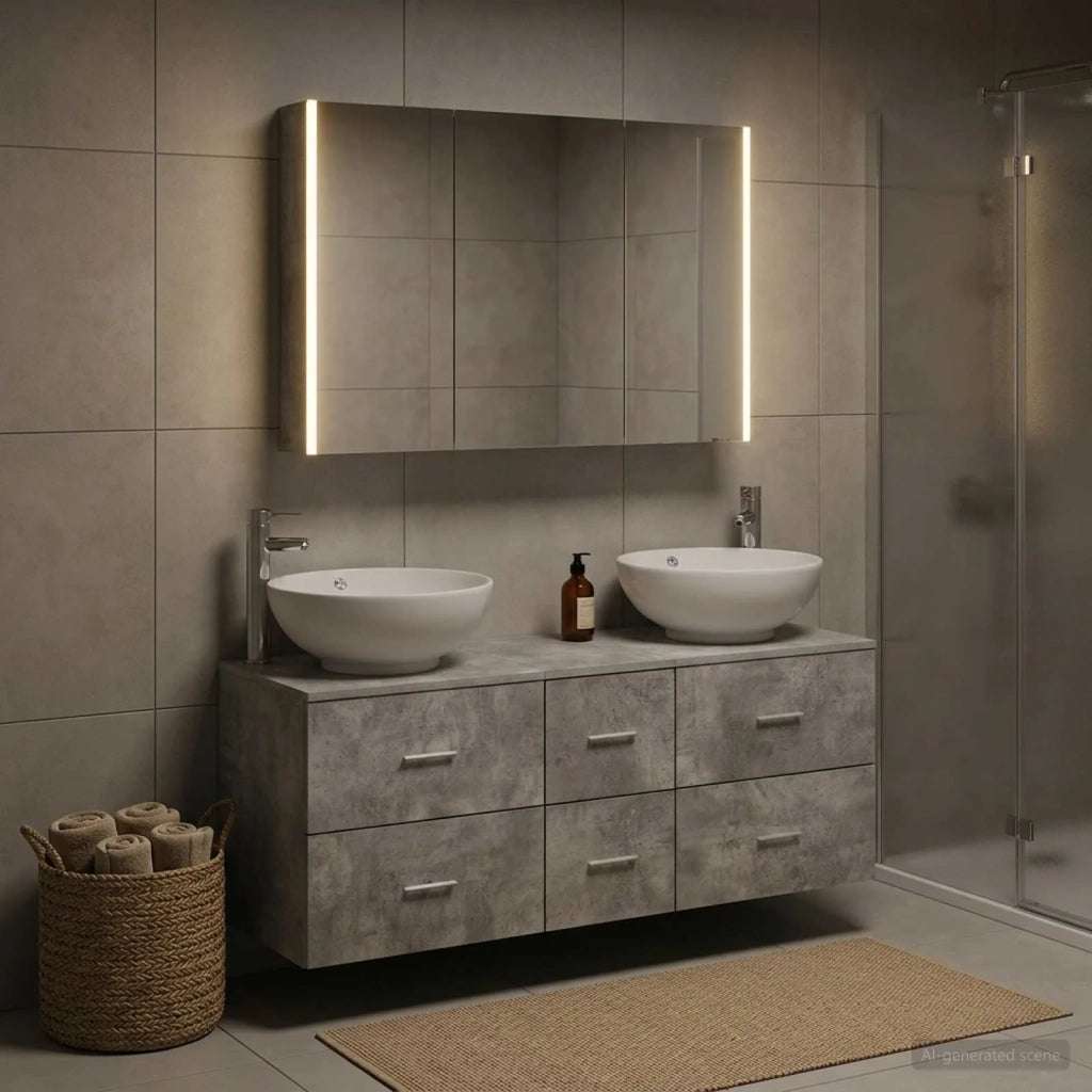 Set di mobili per il bagno 4 pcs Grigio Cemento 3406986