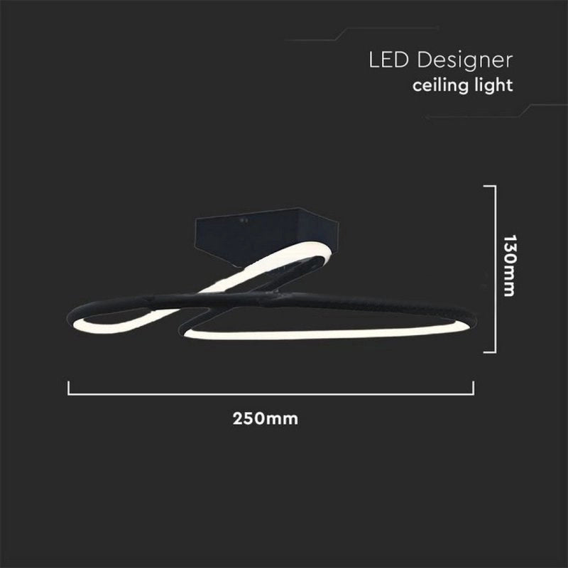 Plafoniera Lampadario LED 20W 2130LM Design Moderno Rotondo Spirale D250X130mm Colore Nero 4000K SKU-6926