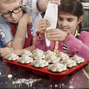 Piatto per muffin in silicone per 12 muffins, senza BPA, con superficie antiaderente per muffin, cupcake, brownies e muffin.