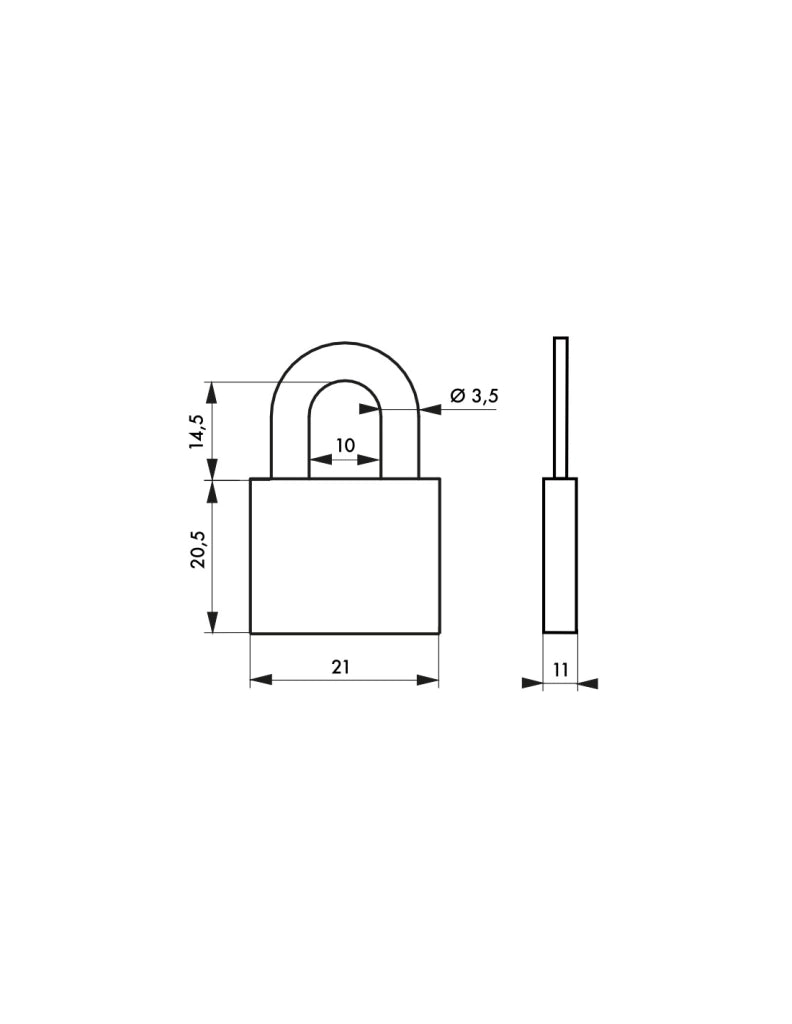 Lucchetto Mach 2 20mm arco acciaio e monoblocco in ottone, 2 chiavi  - THIRARD