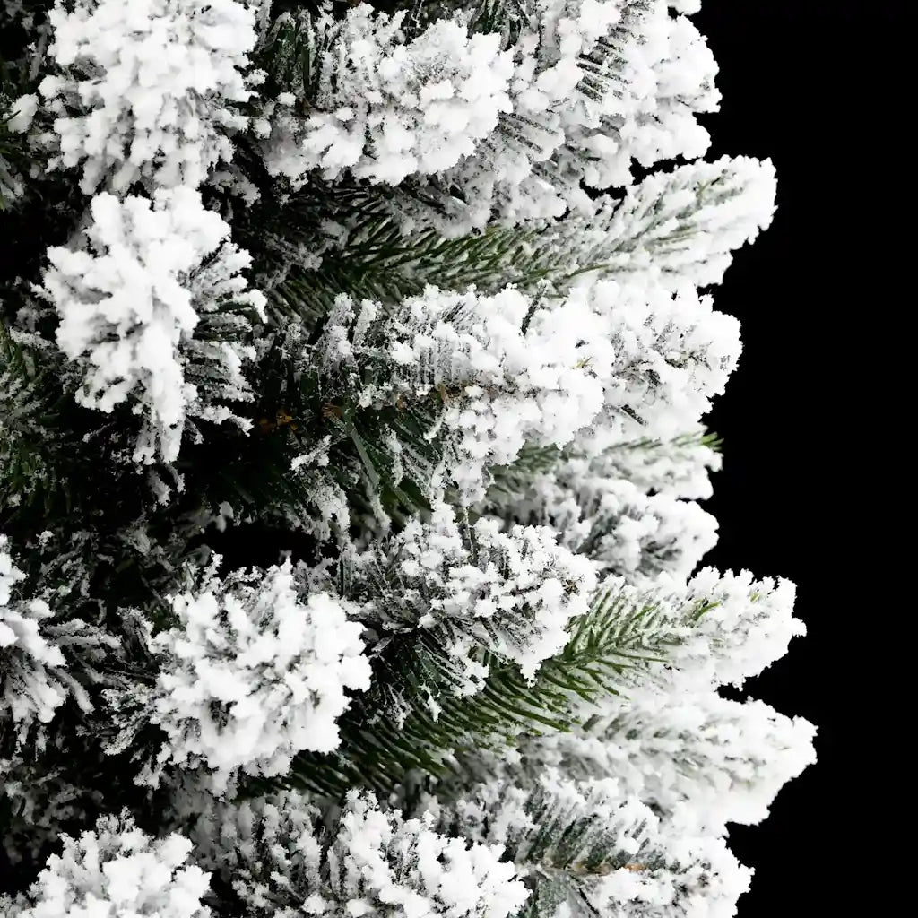 Albero Natale Artificiale Sottile Neve Floccata-Albero Natalizio 180cm PVC e PE