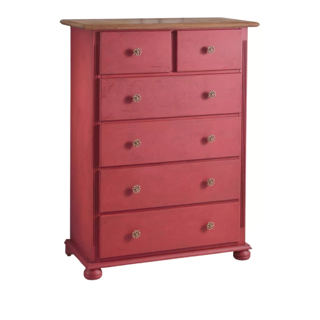 Settimanale 6 cassetti bicolore cerato rosso naturale 102x50x143 - Mobili 2G