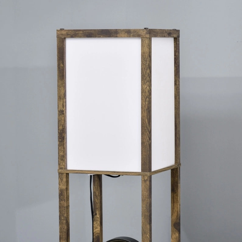 Lampada da terra in legno con 3 ripiani, 26 x 26 x 160 cm