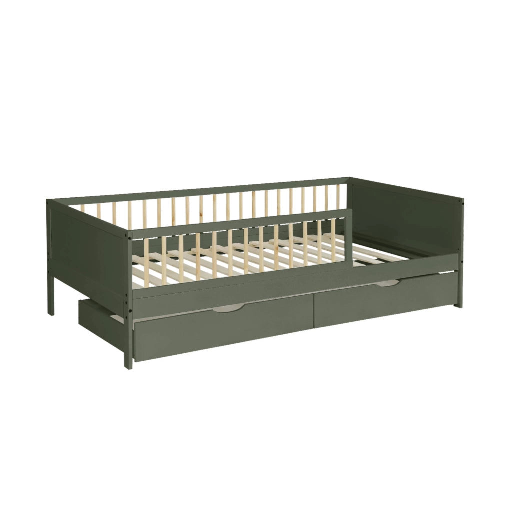 Letto nido per bambini 190cm in pino naturale con rete a doghe e