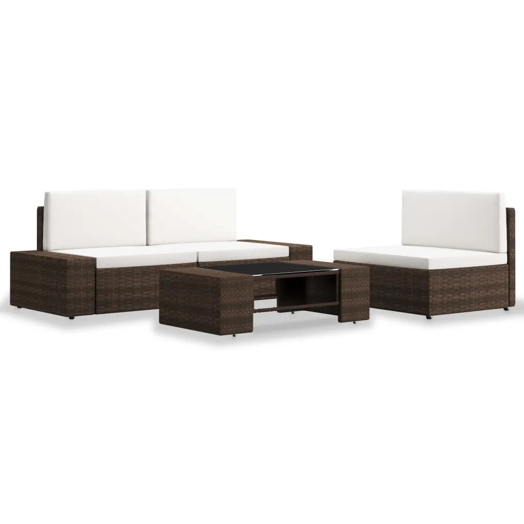 Set Divani da Giardino 4 pz in Polyrattan Marrone cod mxl 39677