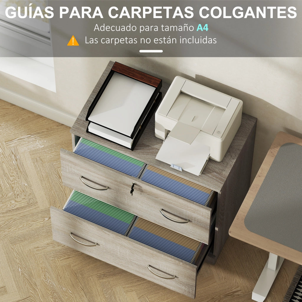 Cassettiera Ufficio 2 Cassetti ¨C Xylo ¨C Legno Naturale con Serratura 77x42x72 cm