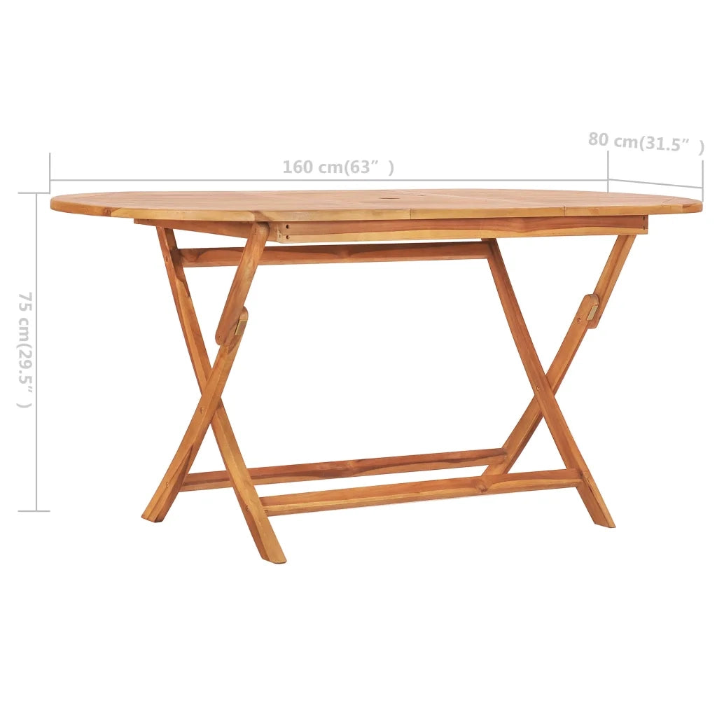 Tavolo da Giardino Pieghevole 160x80x75 cm in Massello di Teak 48998