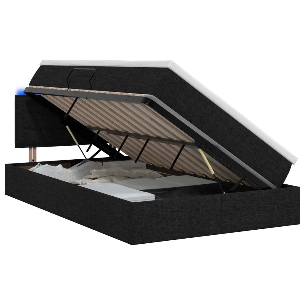Letto con contenitore LED e materasso Nero 120 x 200 cm Tessuto 3458993