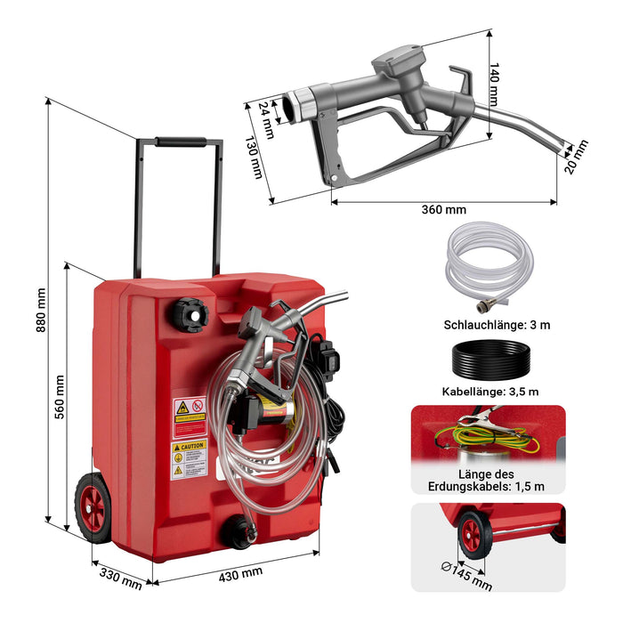 Serbatoio portatile per travaso carburante da 48 l con pompa da 12 V, pompa mobile per diesel e benzina