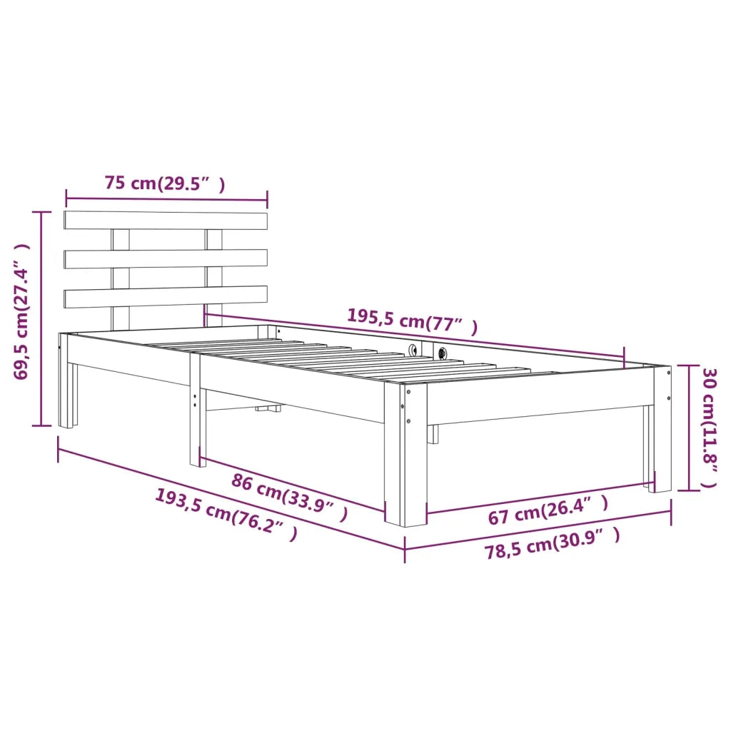 Giroletto Bianco in Legno Massello 75x190 cm Small Single