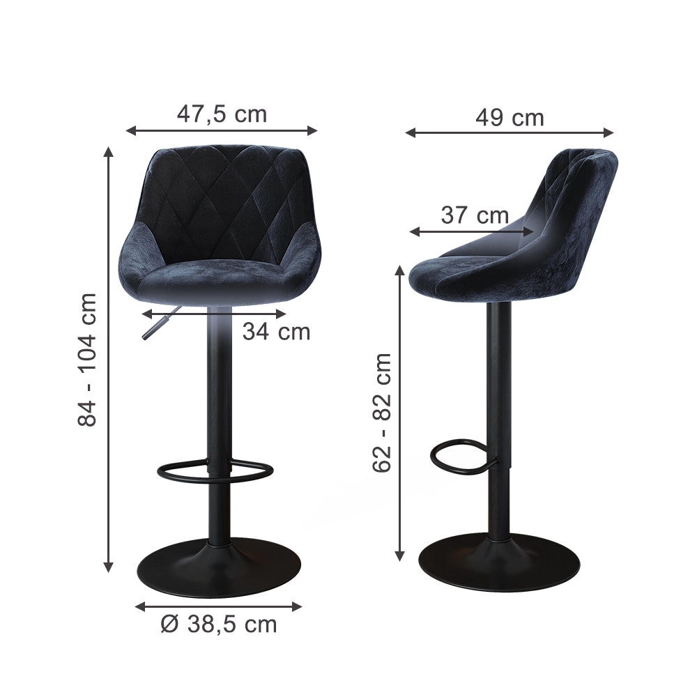 Set di 2 sgabelli da bar Sena Nero 47.5 x 84 cm Vicco