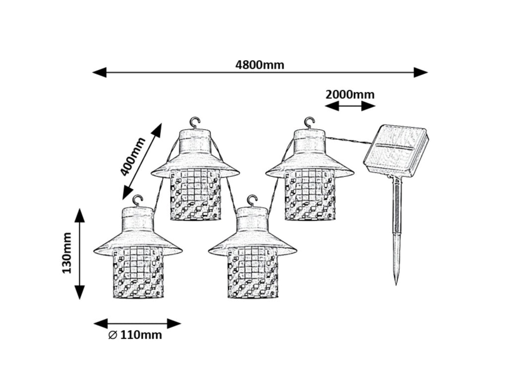 Catena lampade solari LED 0,1W Ximpu nero Rabalux 77003