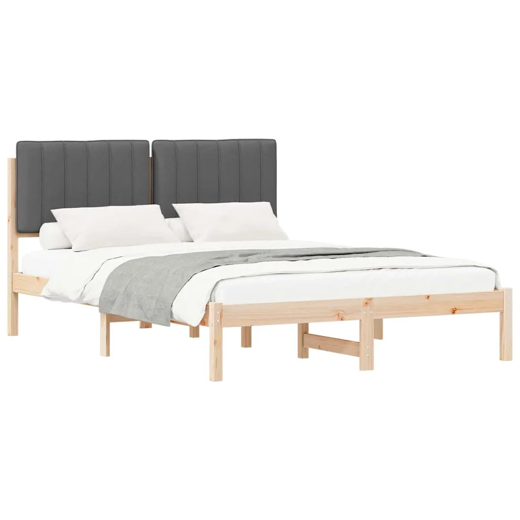 Letto con Testiera Rivestita Grigio scuro 140 x 190 cm