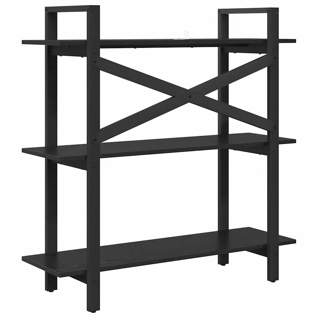 Libreria-Scaffale per Libri-Mobile di Stoccaggio Rovere Nero 100 x 33,5 x 102 cm Legno multistrato