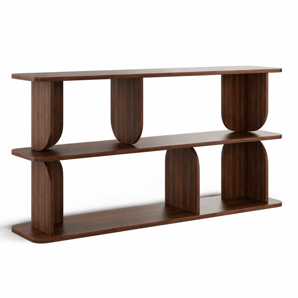 Libreria Moderna Con 4 Vani A Giorno E 3 Ripiani Per Soggiorno Corridoio Studio Ufficio Design Minimal Stile Contemporaneo 160 X 74 X 34 Cm Noce