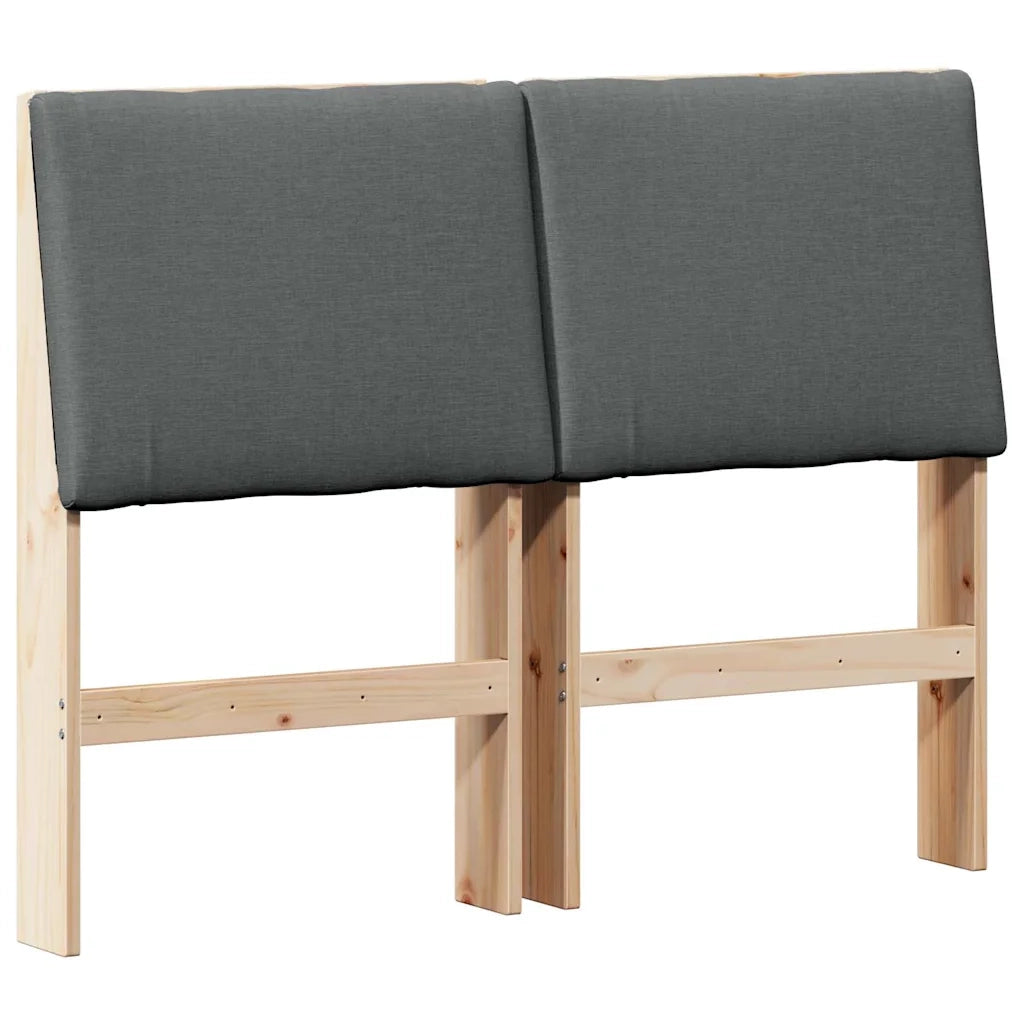 Testiera imbottita Grigio scuro 120 cm Pino massello