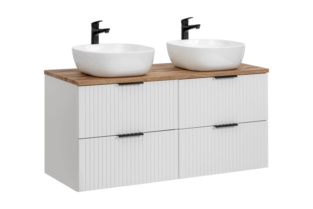 Set mobili bagno 120 cm con piano e 2 lavabi da appoggio Smile Adel White 120 cm