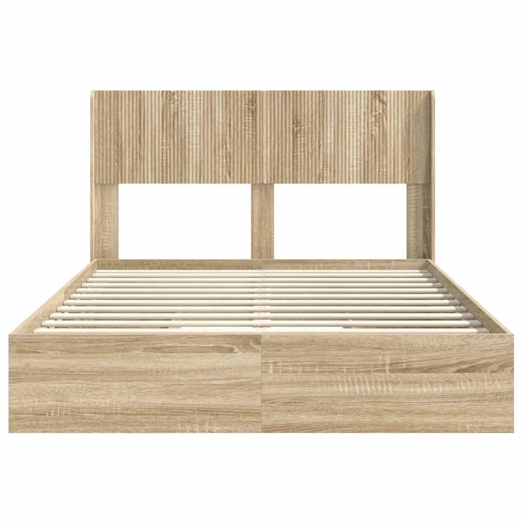 Struttura del letto con stoccaggio e testata Rovere Sonoma