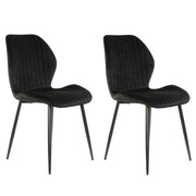 Sedia in Velluto con Struttura in Metallo Nero e Seduta Imbottita Ravello, Poltroncina di Design Moderno ed Ergo 2 Sedie