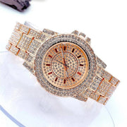Trade Shop - Orologio Da Polso Zcc Donna Quarzo Analogico Acciaio Moda Brillantinato Oro Rosa -
