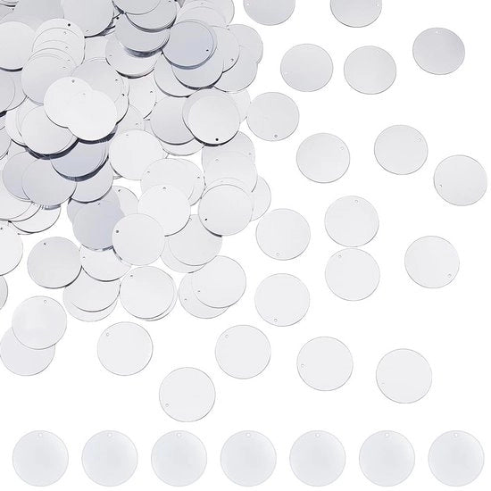 Paillettoni da 600 pezzi - Paillettoni grandi - Paillettoni argentati - Accessori decorativi - Accessori per cucito DIY - 28,5 mm di diametro