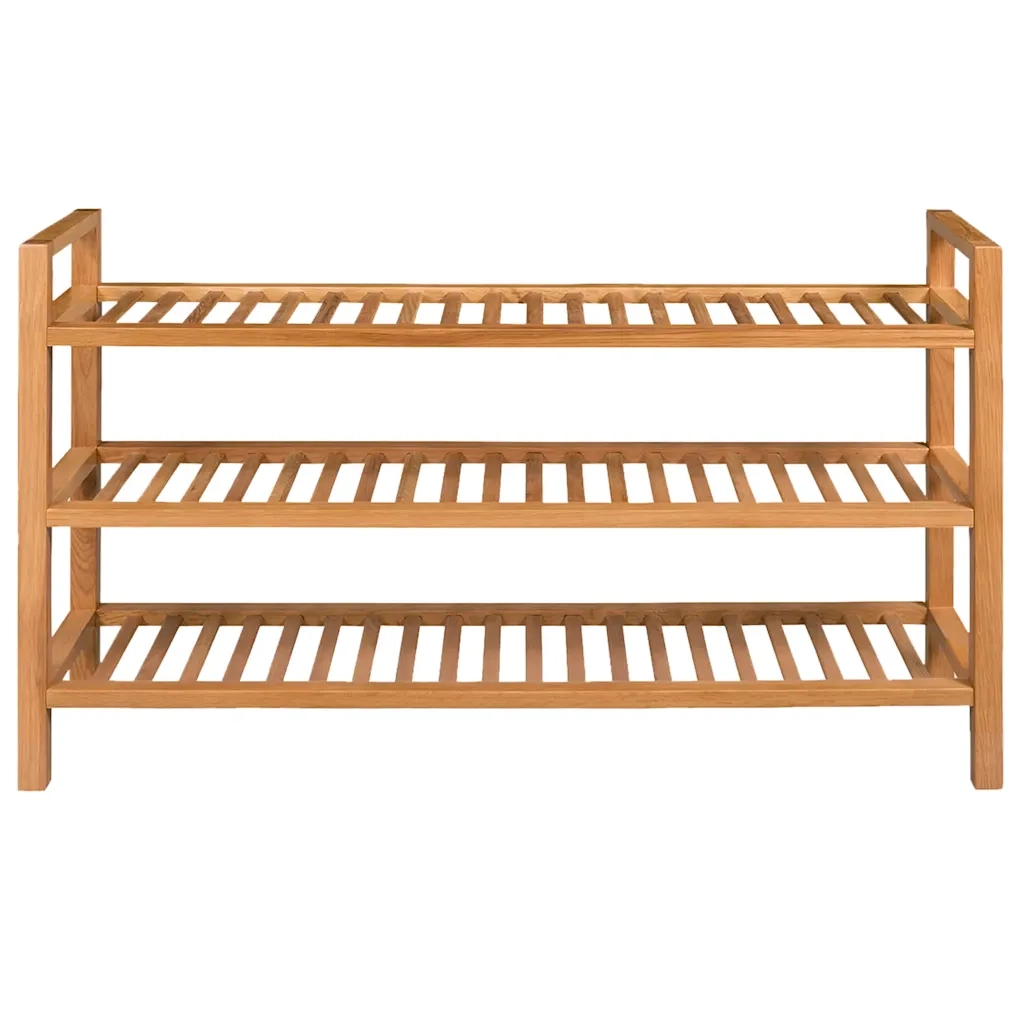 Scarpiera con 3 Ripiani-Scaffale per scarpe 100x27x60 cm in Massello di Rovere