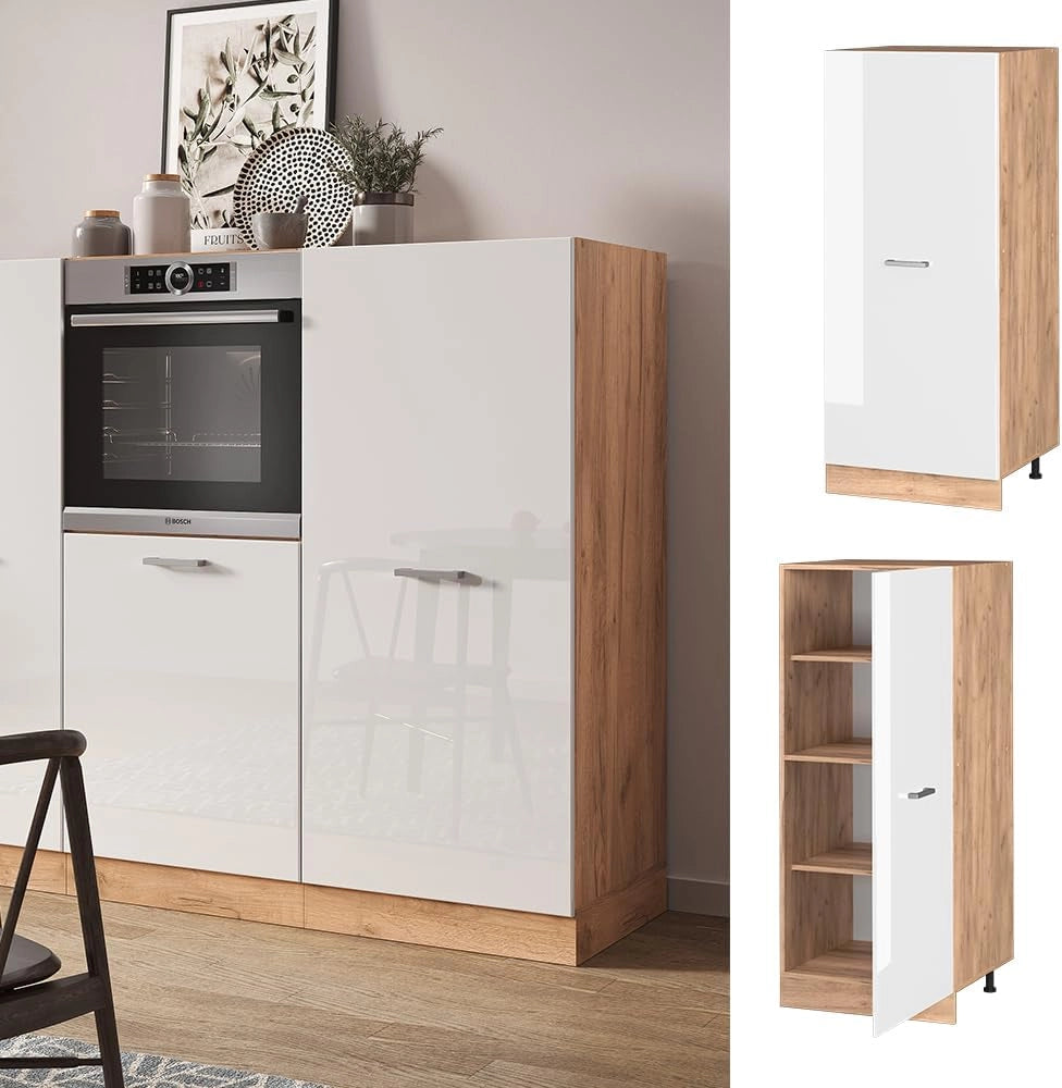 mobile cucina dispensa R-Line, Bianco lucido, 60 cm, per la libera combinazione all'interno di sistemi cucina modulari