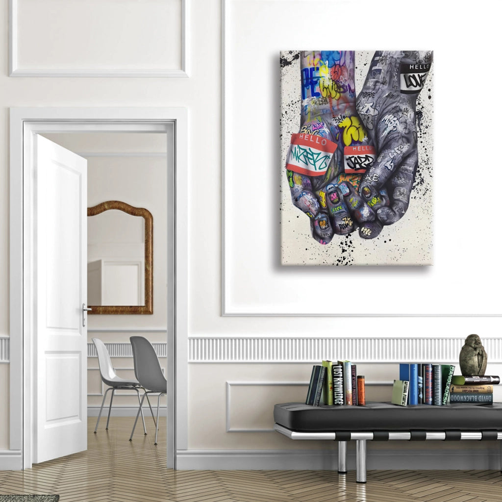 MuralHands -  Quadro Canvas Contemporaneo su telaio in legno Misura: 50x70 cm