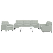 vidaXL Set di Divani 3 pz con Cuscini Grigio Chiaro in Velluto