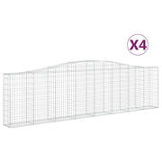 Set di 4 gabbioni ad arco per recinzione gabbia o muro di contenimento 400 x 30 x 100/120 cm ferro zincato argento 02_0041475