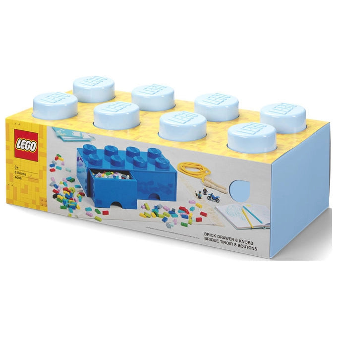 Lego Contenitore Brick con 8 Cassetti Azzurro Impilabile