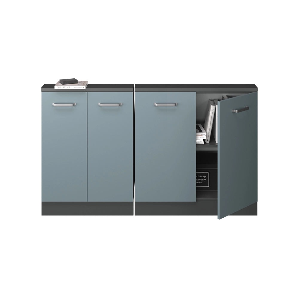 Mobile cucina sottotetto R-Line Grigio-blu/Antracite 140 cm Set di 2 Vicco