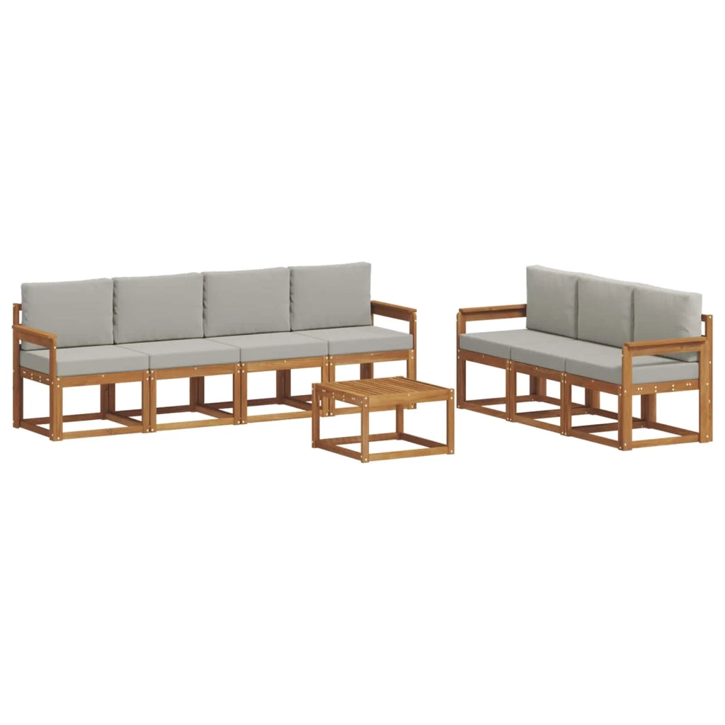 Set di divani da esterno 8 pcs Grigio Naturale e Chiaro 3366104