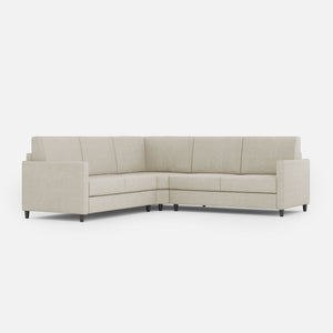 Divano Angolare 5 Posti 221x221x85 cm Karay in Tessuto Latte