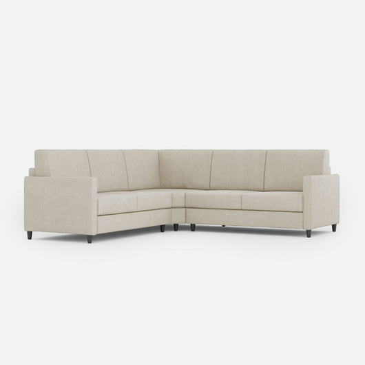 Divano Angolare 5 Posti 221x221x85 cm Karay in Tessuto Latte
