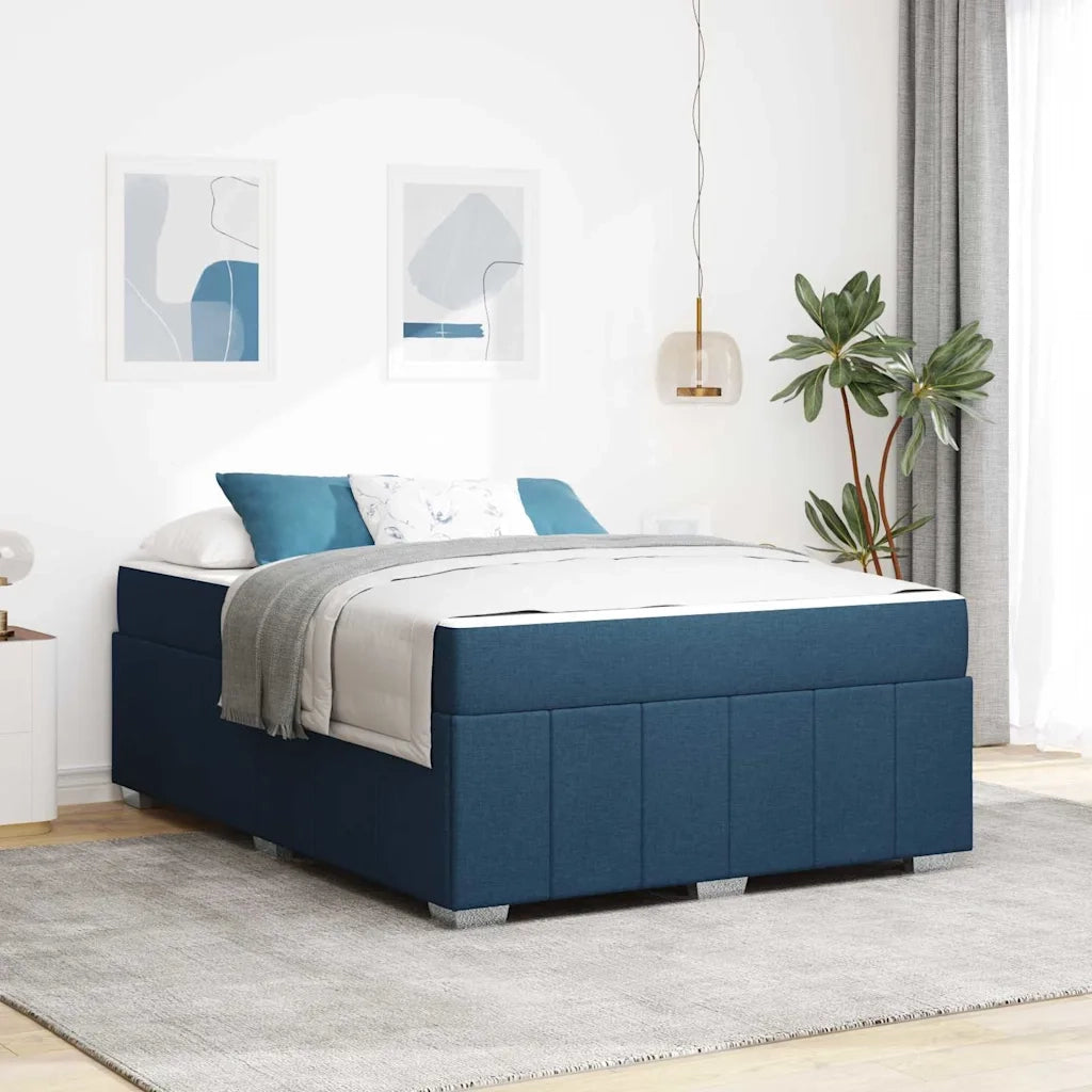 Struttura del letto con materasso Blu 140 x 200 cm Tessuto