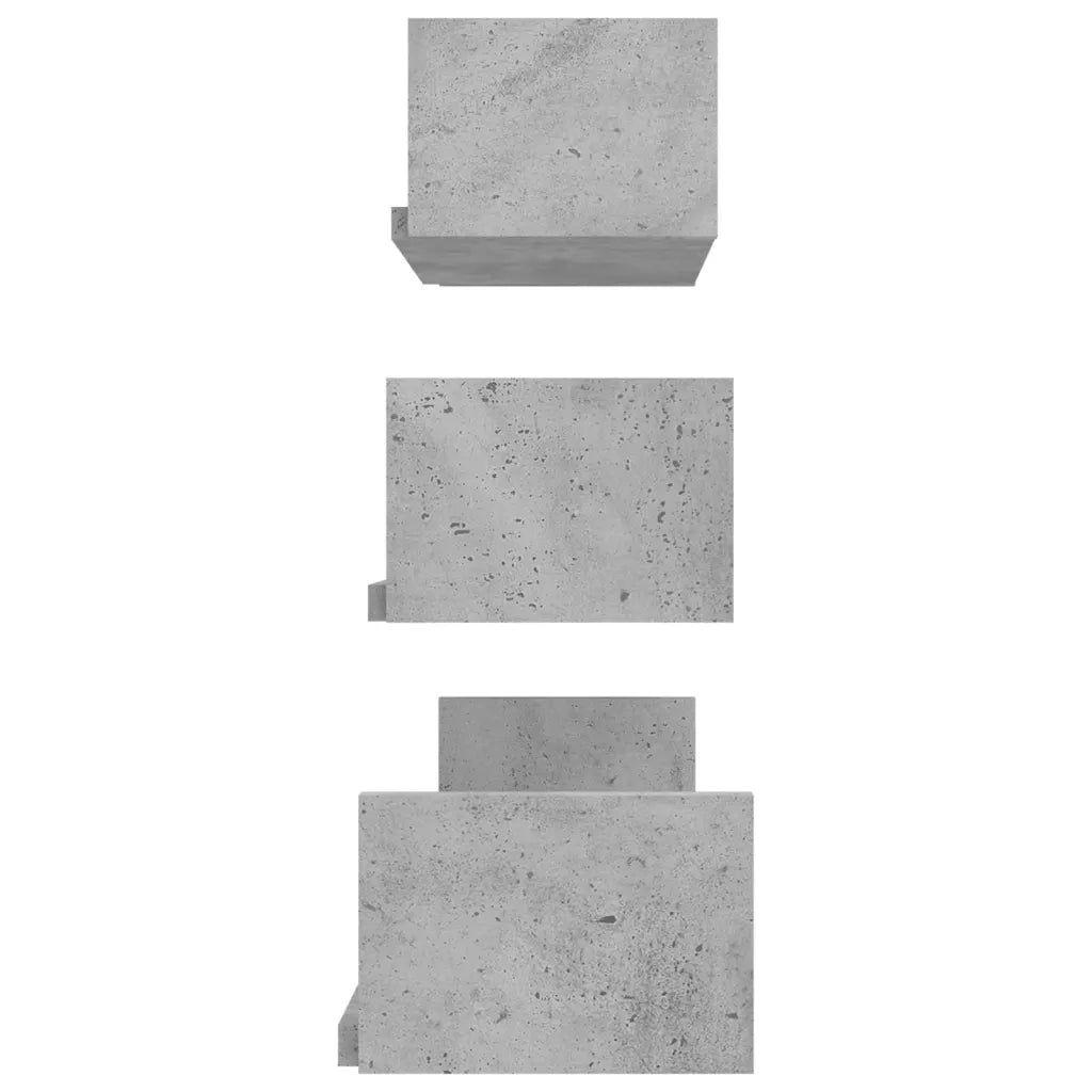 Mensole a Muro 3 pz Grigio Cemento in Legno Multistrato 800202