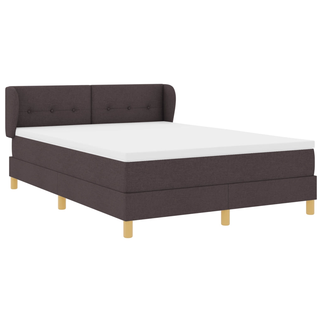 Letto Box Spring con Materasso - Marrone Scuro, 160x200 cm, Tessuto