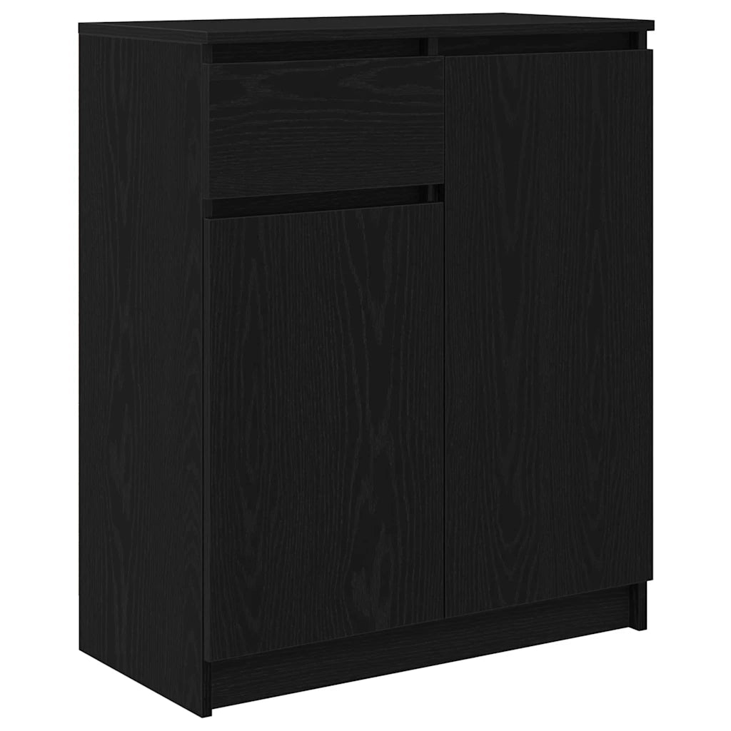Credenza con Cassetto Rovere Nero 71x35x84 cm Legno Multistrato 861590