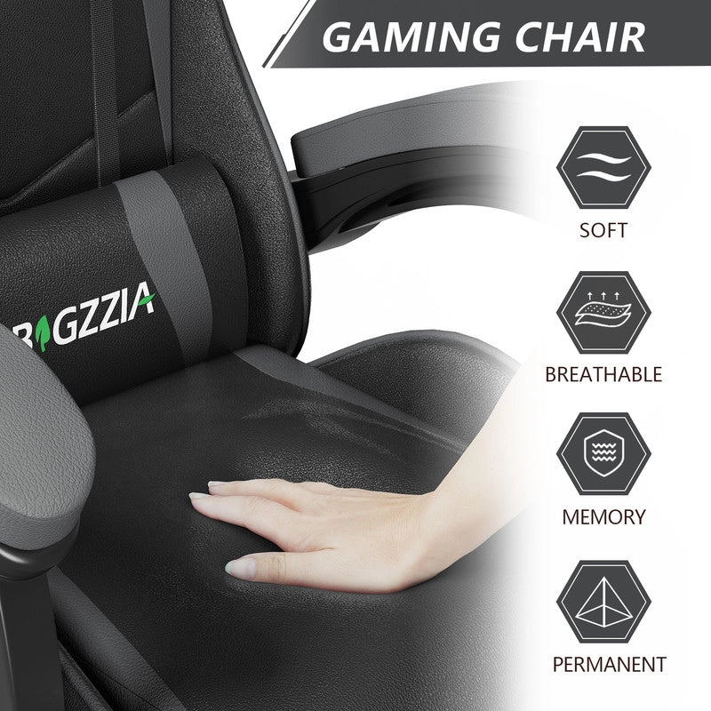 Sedia da gioco, Sedia da gioco ergonomica in similpelle , altezza regolabile con supporto lombare e poggiatesta, schienale reclinabile