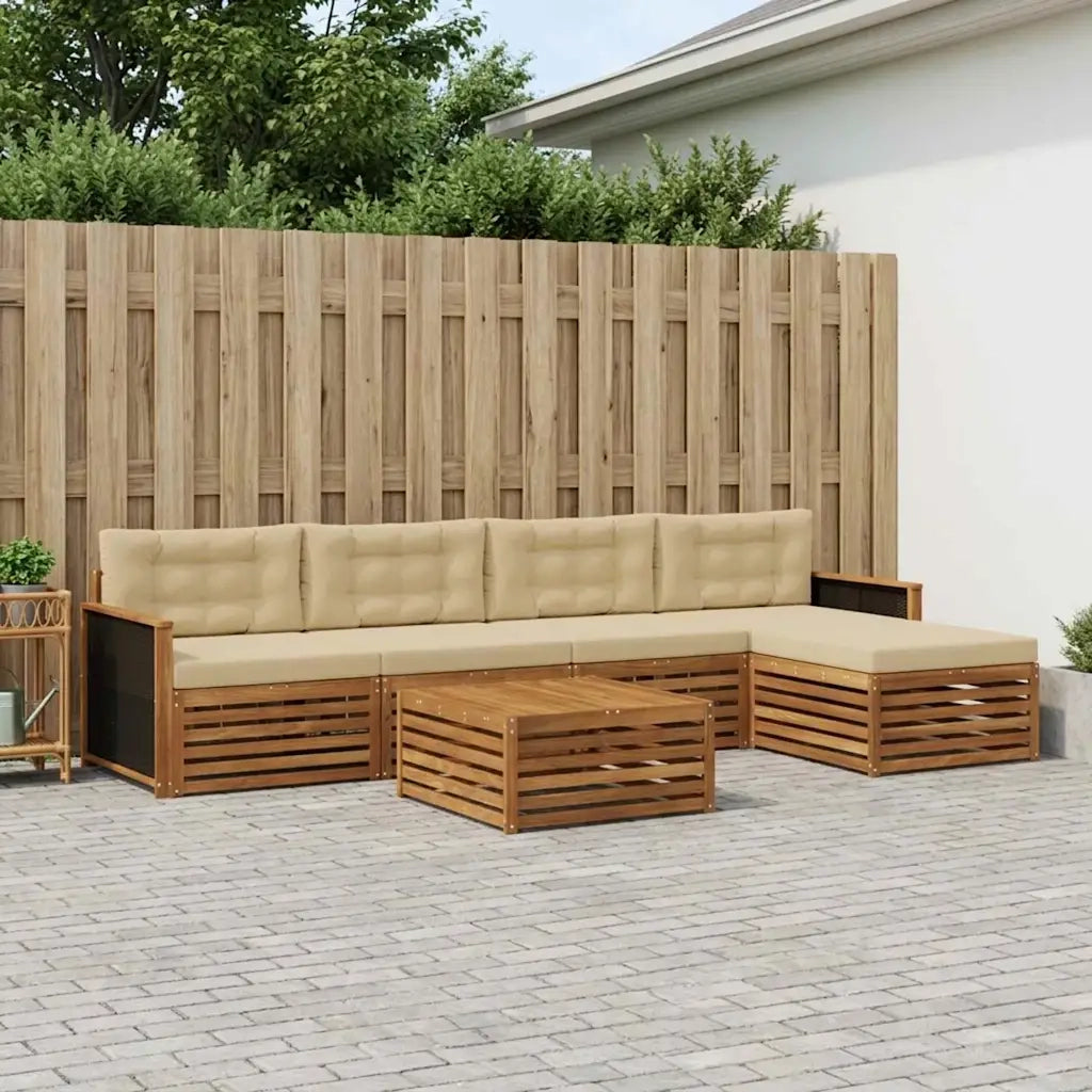 Set di divani da esterno 6 pcs Naturale e Beige 79 x 79 x 37 cm