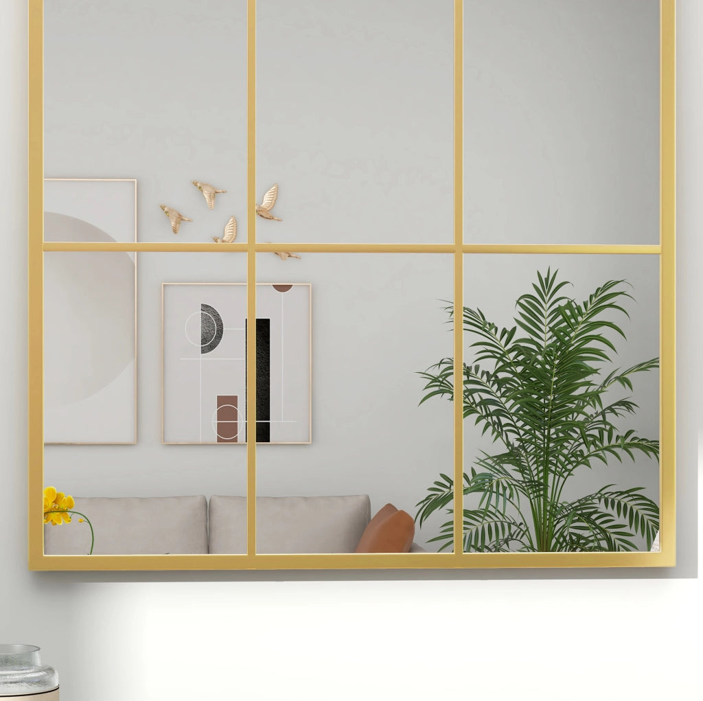 Specchio da parete ad arco con cornice in metallo oro 91x60 cm