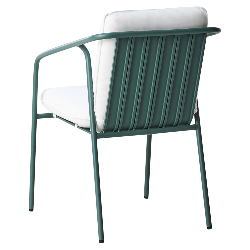 Set di 4 sedie da giardino con cuscini Finitura verniciata a polvere Alluminio impilabile Metallo verde