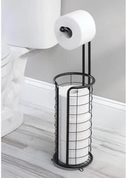 Porta toilette con spazio per 3 rotoli di carta igienica, stante, nero