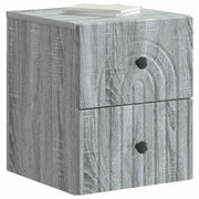 Comodino | Armadio da Notte | Mobiletto da notte a muro Grigio Sonoma 33 x 34,5 x 40 cm