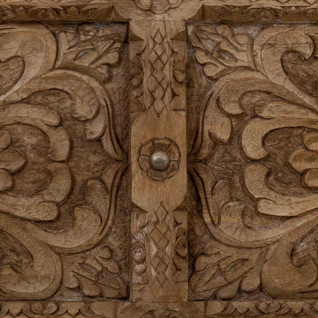 Tavolino baule in legno marrone fatto a mano 100x100x47h